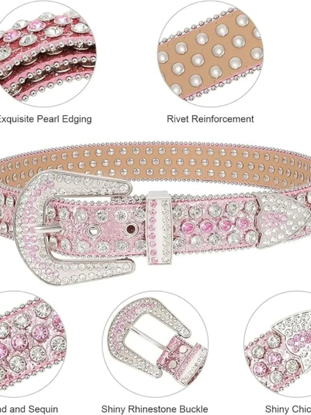 Studded Rhinestone Belt for Women & Men | Y2K Cowgirl Western Style